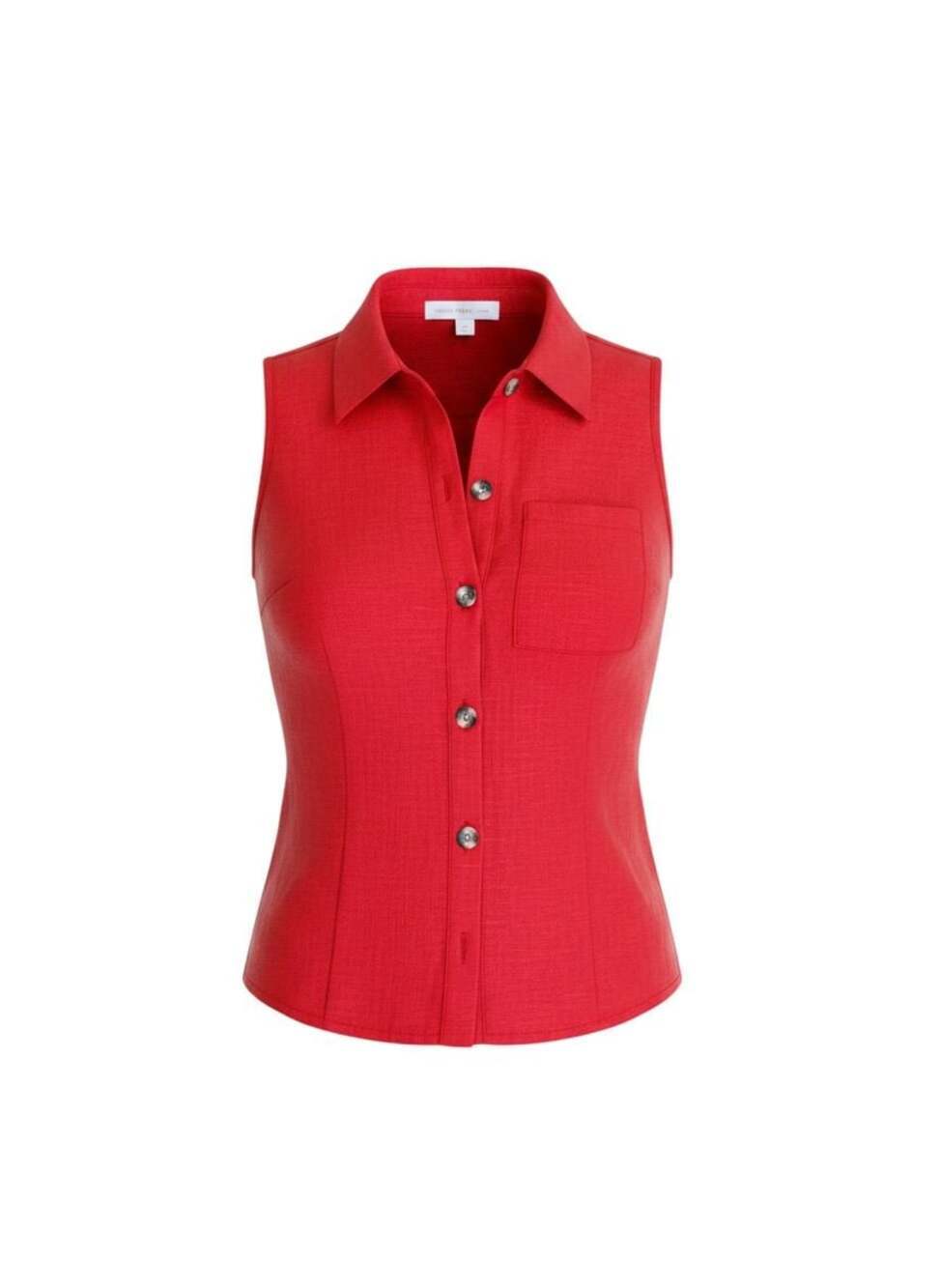 Monteau Los Angeles Red Sleeveless Button-Down Shirt Size S